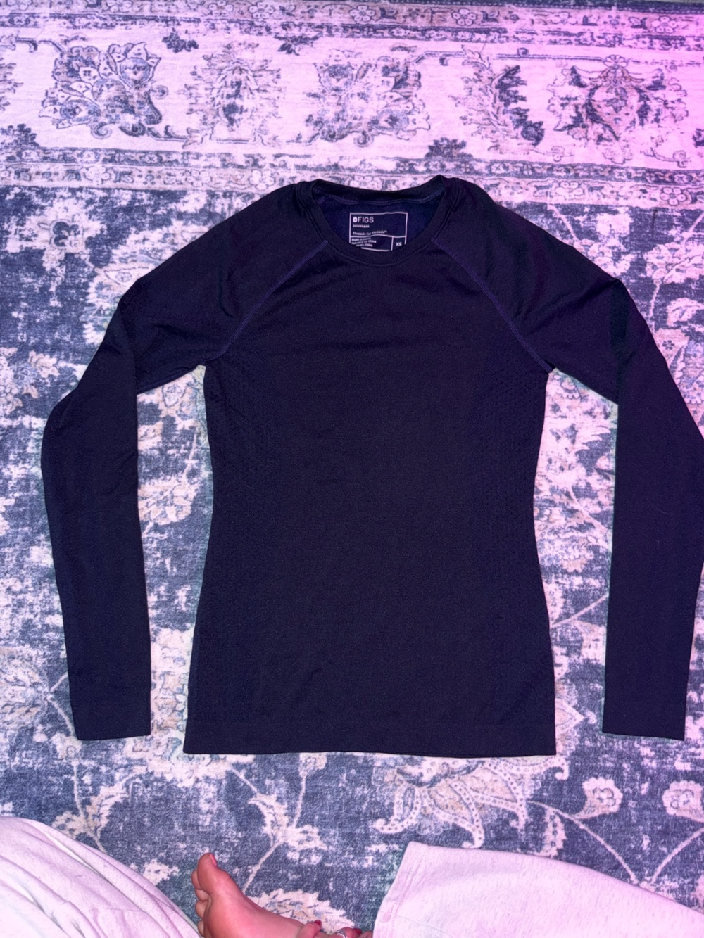 Figs Navy Blue Seamless Top
